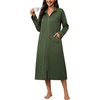 Ekouaer Zipper Robes for Women Long Sleeve Lightweight House Coats with Pockets Zip Up Bathrobe Loungewear S-3XL(Army Green)