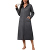 Ekouaer Zipper Robes for Women Long Sleeve Lightweight House Coats with Pockets Zip Up Bathrobe Loungewear S-3XL(Deep Gray)
