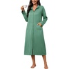 Ekouaer Zipper Robes for Women Long Sleeve Lightweight House Coats with Pockets Zip Up Bathrobe Loungewear S-3XL(Green)