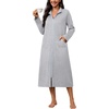 Ekouaer Zipper Robes for Women Long Sleeve Lightweight House Coats with Pockets Zip Up Bathrobe Loungewear S-3XL(Light Gray)