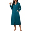 Ekouaer Zipper Robes for Women Long Sleeve Lightweight House Coats with Pockets Zip Up Bathrobe Loungewear S-3XL(Teal)