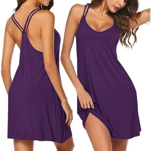 Ekouaer Women’s V Neck Sleeveless Nightgown(Purple)