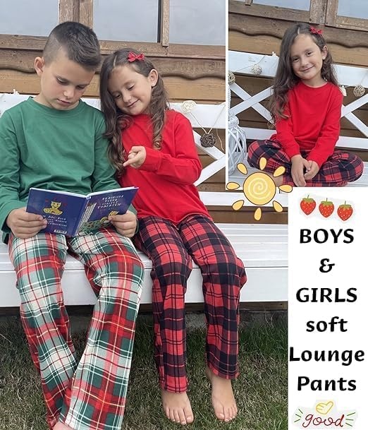 image:imageEkouaer Boys Pajama Pants Soft Lounge Pants Comfy Plaid Pajama Bottoms Elastic Waist PJS BottomsYarn Dyed Lattice12