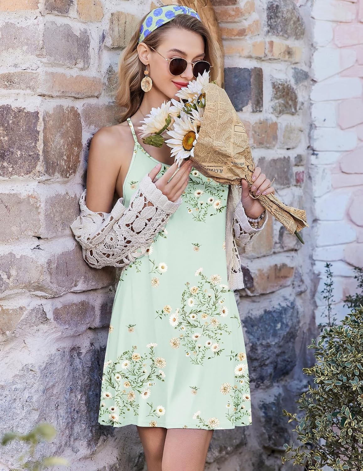 image:imageEkouaer Nightgowns for Women Bamboo Viscose Night Gown Sleeveless Sleep Dress Racerback Chemise Cooling SleepwearFloral Light Green