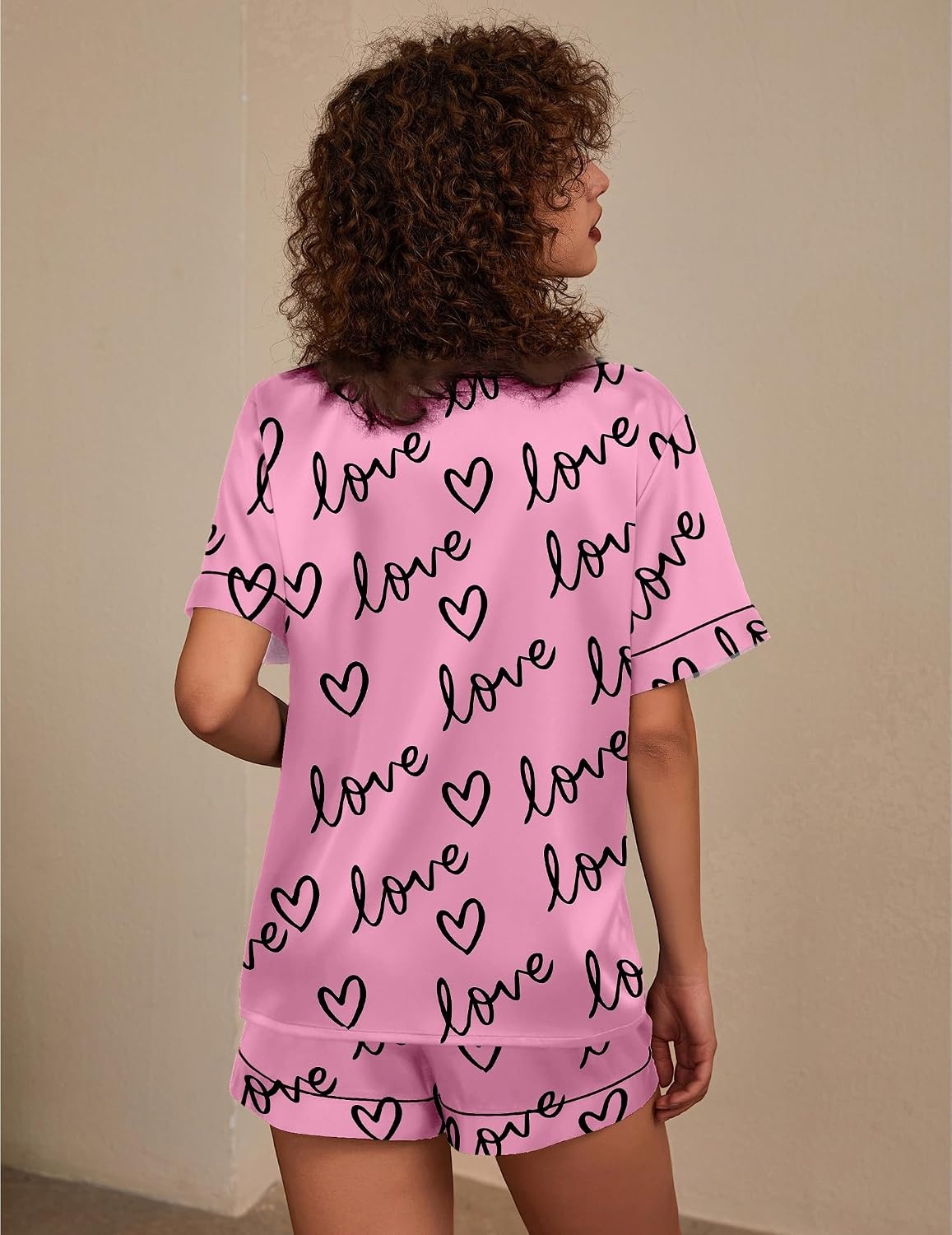 image:imageEkouaer Silk Pajama for Women Short Sleeve Satin Pj Set Two Piece Soft Sleepwear Loungewear SXXLLove
