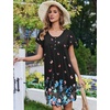 Ekouaer 2 Pack House Dresses for Women with Pockets Short Sleeve Moomoo Nightgown Plus Size Mumu Dress Floral Lounge Dress(Butterfly Black/Ethnic Print Blue)