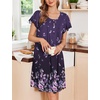 Ekouaer 2 Pack House Dresses for Women with Pockets Short Sleeve Moomoo Nightgown Plus Size Mumu Dress Floral Lounge Dress(Floral Purple/Ethnic Print Blue)