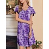 Ekouaer 2 Pack House Dresses for Women with Pockets Short Sleeve Moomoo Nightgown Plus Size Mumu Dress Floral Lounge Dress(Print Blue/Print Purple)
