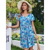 Ekouaer 2 Pack House Dresses for Women with Pockets Short Sleeve Moomoo Nightgown Plus Size Mumu Dress Floral Lounge Dress(Print Blue/Print Purple)