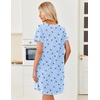 Ekouaer Cotton Nightgowns for Women 3 Pack Night Gown Short Sleeve Sleepshirts V Neck Sleepwear Soft Tshirt Pajama Dress(Black/Blue Green/Blue Stars)