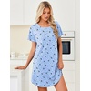 Ekouaer Cotton Nightgowns for Women 3 Pack Night Gown Short Sleeve Sleepshirts V Neck Sleepwear Soft Tshirt Pajama Dress(Black/Blue Green/Blue Stars)