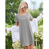 Ekouaer Cotton Nightgowns for Women 3 Pack Night Gown Short Sleeve Sleepshirts V Neck Sleepwear Soft Tshirt Pajama Dress(Black/Grey/Grey Stripes)