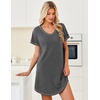 Ekouaer Cotton Nightgowns for Women 3 Pack Night Gown Short Sleeve Sleepshirts V Neck Sleepwear Soft Tshirt Pajama Dress(Black/Grey/Grey Stripes)