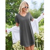 Ekouaer Cotton Nightgowns for Women 3 Pack Night Gown Short Sleeve Sleepshirts V Neck Sleepwear Soft Tshirt Pajama Dress(Black/Grey/Navy Blue)