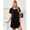 Ekouaer Cotton Nightgowns for Women 3 Pack Night Gown Short Sleeve Sleepshirts V Neck Sleepwear Soft Tshirt Pajama Dress(Black/Grey/Navy Blue)