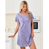 Ekouaer Cotton Nightgowns for Women 3 Pack Night Gown Short Sleeve Sleepshirts V Neck Sleepwear Soft Tshirt Pajama Dress(Black/Grey/Purple Dots)