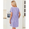 Ekouaer Cotton Nightgowns for Women 3 Pack Night Gown Short Sleeve Sleepshirts V Neck Sleepwear Soft Tshirt Pajama Dress(Black/Grey/Purple Dots)