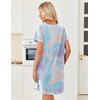 Ekouaer Cotton Nightgowns for Women 3 Pack Night Gown Short Sleeve Sleepshirts V Neck Sleepwear Soft Tshirt Pajama Dress(Black/Grey/Purple Tie Dye)