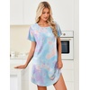 Ekouaer Cotton Nightgowns for Women 3 Pack Night Gown Short Sleeve Sleepshirts V Neck Sleepwear Soft Tshirt Pajama Dress(Black/Grey/Purple Tie Dye)