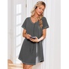 Ekouaer Cotton Nightgowns for Women 3 Pack Night Gown Short Sleeve Sleepshirts V Neck Sleepwear Soft Tshirt Pajama Dress(Black/Grey/Purple Tie Dye)