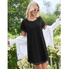 Ekouaer Cotton Nightgowns for Women 3 Pack Night Gown Short Sleeve Sleepshirts V Neck Sleepwear Soft Tshirt Pajama Dress(Black/Grey/Purple Tie Dye)