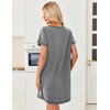Ekouaer Cotton Nightgowns for Women 3 Pack Night Gown Short Sleeve Sleepshirts V Neck Sleepwear Soft Tshirt Pajama Dress(Black/Light Grey/Leopard)