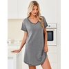 Ekouaer Cotton Nightgowns for Women 3 Pack Night Gown Short Sleeve Sleepshirts V Neck Sleepwear Soft Tshirt Pajama Dress(Black/Light Grey/Leopard)