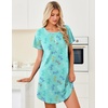 Ekouaer Cotton Nightgowns for Women 3 Pack Night Gown Short Sleeve Sleepshirts V Neck Sleepwear Soft Tshirt Pajama Dress(Black/Navy Blue/Blue Butterfly)