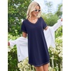 Ekouaer Cotton Nightgowns for Women 3 Pack Night Gown Short Sleeve Sleepshirts V Neck Sleepwear Soft Tshirt Pajama Dress(Black/Navy Blue/Blue Butterfly)
