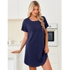 Ekouaer Cotton Nightgowns for Women 3 Pack Night Gown Short Sleeve Sleepshirts V Neck Sleepwear Soft Tshirt Pajama Dress(Black/Pink Floral/Navy Blue)