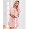 Ekouaer Cotton Nightgowns for Women 3 Pack Night Gown Short Sleeve Sleepshirts V Neck Sleepwear Soft Tshirt Pajama Dress(Black/Pink Tie Dye/Pink)