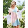 Ekouaer Cotton Nightgowns for Women 3 Pack Night Gown Short Sleeve Sleepshirts V Neck Sleepwear Soft Tshirt Pajama Dress(Black/Pink Tie Dye/Pink)