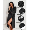 Ekouaer Fleece Robes for Women with Hooded Warm Soft Cozy Long Plush Bathrobe S-XXL(B-black)