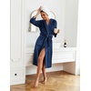 Ekouaer Fleece Robes for Women with Hooded Warm Soft Cozy Long Plush Bathrobe S-XXL(B-navy Blue)
