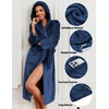 Ekouaer Fleece Robes for Women with Hooded Warm Soft Cozy Long Plush Bathrobe S-XXL(B-navy Blue)