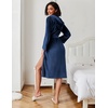 Ekouaer Fleece Robes for Women with Hooded Warm Soft Cozy Long Plush Bathrobe S-XXL(B-navy Blue)