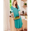 Ekouaer Long Nightgown, Womens V Neck Loungewear Oversized Sleepwear Loose Sleep Dress S-4XL(Light Green)