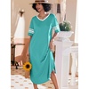 Ekouaer Long Nightgown, Womens V Neck Loungewear Oversized Sleepwear Loose Sleep Dress S-4XL(Light Green)