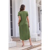 Ekouaer Long Nightgowns for Women Button Night Gowns Short Sleeve Sleepwear Full Length Sleep Shirts With Pockets S-4XL(Army Green)