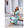 Ekouaer Long Nightgowns for Women Button Night Gowns Short Sleeve Sleepwear Full Length Sleep Shirts With Pockets S-4XL(Flower Light Blue)