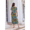 Ekouaer Long Nightgowns for Women Button Night Gowns Short Sleeve Sleepwear Full Length Sleep Shirts With Pockets S-4XL(Green Leaves)