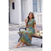 Ekouaer Long Nightgowns for Women Button Night Gowns Short Sleeve Sleepwear Full Length Sleep Shirts With Pockets S-4XL(Green Leaves)