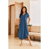 Ekouaer Long Nightgowns for Women Button Night Gowns Short Sleeve Sleepwear Full Length Sleep Shirts With Pockets S-4XL(Navy)