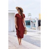 Ekouaer Long Nightgowns for Women Button Night Gowns Short Sleeve Sleepwear Full Length Sleep Shirts With Pockets S-4XL(Wine Red)