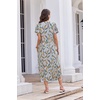 Ekouaer Long Nightgowns for Women Button Night Gowns Short Sleeve Sleepwear Full Length Sleep Shirts With Pockets S-4XL(Yellow Leaves)
