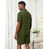 Ekouaer Men’s Hawaiian Shirt and Shorts Sets 2 Piece Beach Outfits Button Down Summer Pajamas Set Vacation Lounge Sets XS-XXL(Army Green)
