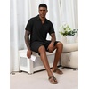 Ekouaer Men’s Hawaiian Shirt and Shorts Sets 2 Piece Beach Outfits Button Down Summer Pajamas Set Vacation Lounge Sets XS-XXL(Black)