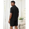 Ekouaer Men’s Hawaiian Shirt and Shorts Sets 2 Piece Beach Outfits Button Down Summer Pajamas Set Vacation Lounge Sets XS-XXL(Black)