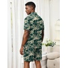 Ekouaer Men’s Hawaiian Shirt and Shorts Sets 2 Piece Beach Outfits Button Down Summer Pajamas Set Vacation Lounge Sets XS-XXL(Coconut Tree & Blue Green)
