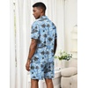 Ekouaer Men’s Hawaiian Shirt and Shorts Sets 2 Piece Beach Outfits Button Down Summer Pajamas Set Vacation Lounge Sets XS-XXL(Coconut Tree & Light Blue)